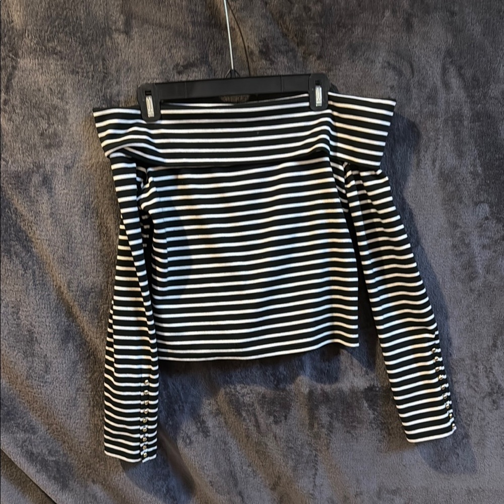 10 Crosby Derek Lam Black and White Striped Blouse